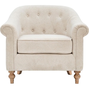 image:imageMartha Stewart Fayette Accent Chair for Living Room Bedford Collection Tufted Back Traditional Rolled Arms 6 Thick Removable Cushion Modern Farmhouse Furniture Bedroom Chair 35 Wide Cream