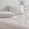 image:imageMartha Stewart  Full Sheet Set with Fitted Sheet amp Pillowcases Cotton Percale Bedding with a Smooth Feel Deep Pocket Gingham BrownDitsy Vine Pink