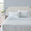 image:imageMartha Stewart  Full Sheet Set with Fitted Sheet amp Pillowcases Cotton Percale Bedding with a Smooth Feel Deep Pocket Gingham BrownFloral Blue