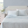 image:imageMartha Stewart  Full Sheet Set with Fitted Sheet amp Pillowcases Cotton Percale Bedding with a Smooth Feel Deep Pocket Gingham BrownFloral Blue