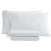 image:imageMartha Stewart  Full Sheet Set with Fitted Sheet amp Pillowcases Cotton Percale Bedding with a Smooth Feel Deep Pocket Gingham BrownFloral Stripe Blue