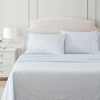 image:imageMartha Stewart  Full Sheet Set with Fitted Sheet amp Pillowcases Cotton Percale Bedding with a Smooth Feel Deep Pocket Gingham BrownFloral Stripe Blue