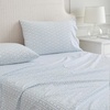 image:imageMartha Stewart  Full Sheet Set with Fitted Sheet amp Pillowcases Cotton Percale Bedding with a Smooth Feel Deep Pocket Gingham BrownFloral Stripe Blue