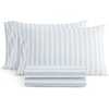 image:imageMartha Stewart  Full Sheet Set with Fitted Sheet amp Pillowcases Cotton Percale Bedding with a Smooth Feel Deep Pocket Gingham BrownFrancesca Stripe Blue