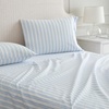 image:imageMartha Stewart  Full Sheet Set with Fitted Sheet amp Pillowcases Cotton Percale Bedding with a Smooth Feel Deep Pocket Gingham BrownFrancesca Stripe Blue