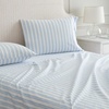 image:imageMartha Stewart  Full Sheet Set with Fitted Sheet amp Pillowcases Cotton Percale Bedding with a Smooth Feel Deep Pocket Gingham BrownFrancesca Stripe Blue