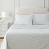 image:imageMartha Stewart  Full Sheet Set with Fitted Sheet amp Pillowcases Cotton Percale Bedding with a Smooth Feel Deep Pocket Gingham BrownKennedy Floral Green