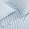 image:imageMartha Stewart  Full Sheet Set with Fitted Sheet amp Pillowcases Cotton Percale Bedding with a Smooth Feel Deep Pocket Gingham BrownLeaf Stripe Blue