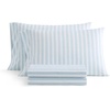 image:imageMartha Stewart  Full Sheet Set with Fitted Sheet amp Pillowcases Cotton Percale Bedding with a Smooth Feel Deep Pocket Gingham BrownLeaf Stripe Blue