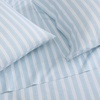 image:imageMartha Stewart  Full Sheet Set with Fitted Sheet amp Pillowcases Cotton Percale Bedding with a Smooth Feel Deep Pocket Gingham BrownLeaf Stripe Blue