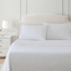 image:imageMartha Stewart  Full Sheet Set with Fitted Sheet amp Pillowcases Cotton Percale Bedding with a Smooth Feel Deep Pocket Gingham BrownLeaf Stripe Pink
