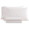 image:imageMartha Stewart  Full Sheet Set with Fitted Sheet amp Pillowcases Cotton Percale Bedding with a Smooth Feel Deep Pocket Gingham BrownLeaf Stripe Pink