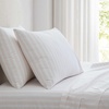 image:imageMartha Stewart  Full Sheet Set with Fitted Sheet amp Pillowcases Cotton Percale Bedding with a Smooth Feel Deep Pocket Gingham BrownLeaf Stripe Pink