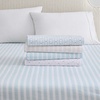 image:imageMartha Stewart  Full Sheet Set with Fitted Sheet amp Pillowcases Cotton Percale Bedding with a Smooth Feel Deep Pocket Gingham BrownLeaf Stripe Pink