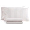 image:imageMartha Stewart  Full Sheet Set with Fitted Sheet amp Pillowcases Cotton Percale Bedding with a Smooth Feel Deep Pocket Gingham BrownLeaf Stripe Pink