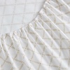 image:imageMartha Stewart  Full Sheet Set with Fitted Sheet amp Pillowcases Cotton Percale Bedding with a Smooth Feel Deep Pocket Gingham BrownLeaf Trellis Beige