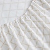 image:imageMartha Stewart  Full Sheet Set with Fitted Sheet amp Pillowcases Cotton Percale Bedding with a Smooth Feel Deep Pocket Gingham BrownLeaf Trellis Beige
