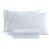 image:imageMartha Stewart  Full Sheet Set with Fitted Sheet amp Pillowcases Cotton Percale Bedding with a Smooth Feel Deep Pocket Gingham BrownLeaf Trellis Blue