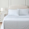 image:imageMartha Stewart  Full Sheet Set with Fitted Sheet amp Pillowcases Cotton Percale Bedding with a Smooth Feel Deep Pocket Gingham BrownLeaf Trellis Blue