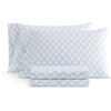 image:imageMartha Stewart  Full Sheet Set with Fitted Sheet amp Pillowcases Cotton Percale Bedding with a Smooth Feel Deep Pocket Gingham BrownLeaf Trellis Blue