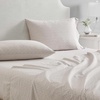 image:imageMartha Stewart  Full Sheet Set with Fitted Sheet amp Pillowcases Cotton Percale Bedding with a Smooth Feel Deep Pocket Gingham BrownLeaves Beige