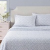 image:imageMartha Stewart  Full Sheet Set with Fitted Sheet amp Pillowcases Cotton Percale Bedding with a Smooth Feel Deep Pocket Gingham BrownLeaves Blue