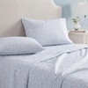 image:imageMartha Stewart  Full Sheet Set with Fitted Sheet amp Pillowcases Cotton Percale Bedding with a Smooth Feel Deep Pocket Gingham BrownLeaves Blue