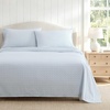 image:imageMartha Stewart  Full Sheet Set with Fitted Sheet amp Pillowcases Cotton Percale Bedding with a Smooth Feel Deep Pocket Gingham BrownLeaves Blue