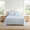 image:imageMartha Stewart  Full Sheet Set with Fitted Sheet amp Pillowcases Cotton Percale Bedding with a Smooth Feel Deep Pocket Gingham BrownLeaves Blue