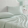 image:imageMartha Stewart  Full Sheet Set with Fitted Sheet amp Pillowcases Cotton Percale Bedding with a Smooth Feel Deep Pocket Gingham BrownLeaves Green
