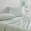 image:imageMartha Stewart  Full Sheet Set with Fitted Sheet amp Pillowcases Cotton Percale Bedding with a Smooth Feel Deep Pocket Gingham BrownLeaves Green