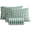 image:imageMartha Stewart  Full Sheet Set with Fitted Sheet amp Pillowcases Cotton Percale Bedding with a Smooth Feel Deep Pocket Gingham BrownMadison Gingham Green