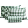 image:imageMartha Stewart  Full Sheet Set with Fitted Sheet amp Pillowcases Cotton Percale Bedding with a Smooth Feel Deep Pocket Gingham BrownMadison Gingham Green