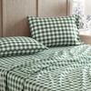 image:imageMartha Stewart  Full Sheet Set with Fitted Sheet amp Pillowcases Cotton Percale Bedding with a Smooth Feel Deep Pocket Gingham BrownMadison Gingham Green