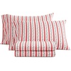 image:imageMartha Stewart  Full Sheet Set with Fitted Sheet amp Pillowcases Cotton Percale Bedding with a Smooth Feel Deep Pocket Gingham BrownRose Ribbon Red