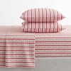 image:imageMartha Stewart  Full Sheet Set with Fitted Sheet amp Pillowcases Cotton Percale Bedding with a Smooth Feel Deep Pocket Gingham BrownRose Ribbon Red