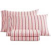 image:imageMartha Stewart  Full Sheet Set with Fitted Sheet amp Pillowcases Cotton Percale Bedding with a Smooth Feel Deep Pocket Gingham BrownRose Ribbon Red