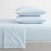 image:imageMartha Stewart  Full Sheet Set with Fitted Sheet amp Pillowcases Cotton Percale Bedding with a Smooth Feel Deep Pocket Gingham BrownStripe Blue