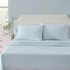 image:imageMartha Stewart  Full Sheet Set with Fitted Sheet amp Pillowcases Cotton Percale Bedding with a Smooth Feel Deep Pocket Gingham BrownStripe Blue