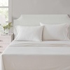 image:imageMartha Stewart  Full Sheet Set with Fitted Sheet amp Pillowcases Cotton Percale Bedding with a Smooth Feel Deep Pocket Gingham BrownStripe White