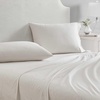 image:imageMartha Stewart  Full Sheet Set with Fitted Sheet amp Pillowcases Cotton Percale Bedding with a Smooth Feel Deep Pocket Gingham BrownStripe White