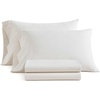 image:imageMartha Stewart  Full Sheet Set with Fitted Sheet amp Pillowcases Cotton Percale Bedding with a Smooth Feel Deep Pocket Gingham BrownStripe White