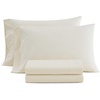 image:imageMartha Stewart  Full Sheet Set with Fitted Sheet amp Pillowcases Cotton Percale Bedding with a Smooth Feel Deep Pocket Gingham BrownStripe Yellow