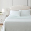image:imageMartha Stewart  Full Sheet Set with Fitted Sheet amp Pillowcases Cotton Percale Bedding with a Smooth Feel Deep Pocket Gingham BrownTicking Stripe Green