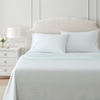 image:imageMartha Stewart  Full Sheet Set with Fitted Sheet amp Pillowcases Cotton Percale Bedding with a Smooth Feel Deep Pocket Gingham BrownTicking Stripe Green