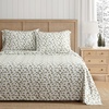 image:imageMartha Stewart  Full Sheet Set with Fitted Sheet amp Pillowcases Soft Cotton Flannel Bedding Deep Pocket Ticking Stripe BlueChickadee Pines Green