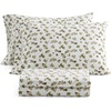 image:imageMartha Stewart  Full Sheet Set with Fitted Sheet amp Pillowcases Soft Cotton Flannel Bedding Deep Pocket Ticking Stripe BlueChickadee Pines Green
