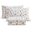 image:imageMartha Stewart  Full Sheet Set with Fitted Sheet amp Pillowcases Soft Cotton Flannel Bedding Deep Pocket Ticking Stripe BlueHoliday Pups Brown