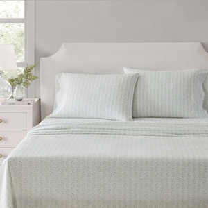 image:imageMartha Stewart  Full Sheet Set with Fitted Sheet amp Pillowcases Cotton Percale Bedding with a Smooth Feel Deep Pocket Gingham BrownDitsy Vine Green