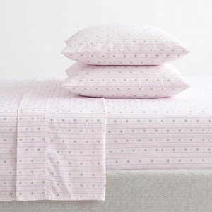 image:imageMartha Stewart  Full Sheet Set with Fitted Sheet amp Pillowcases Cotton Percale Bedding with a Smooth Feel Deep Pocket Gingham BrownFloral Stripe Pink